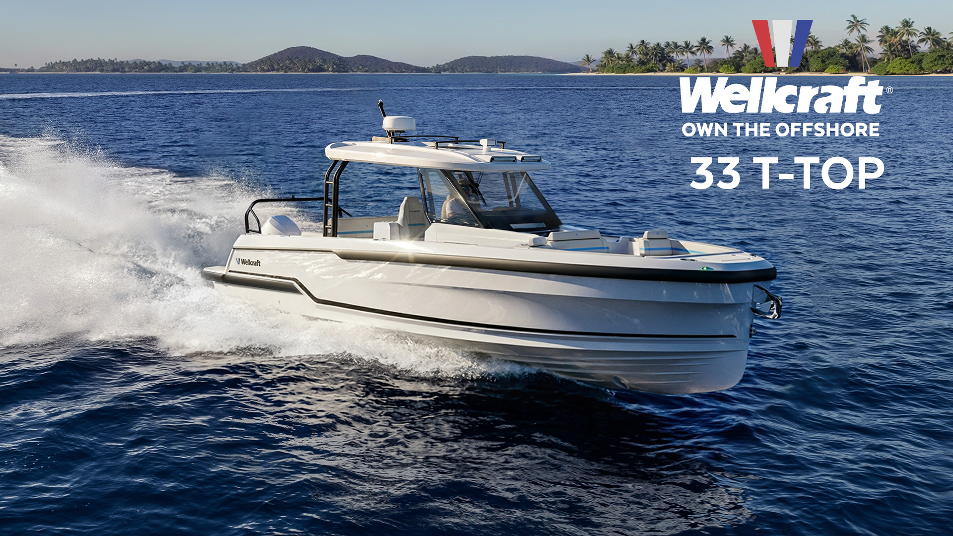 The newest model of Wellcraft’s Crossover Center Console series: Wellcraft 33 T-Top